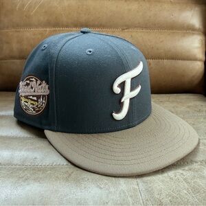 New Era Fredericksburg Nats MILB Fitted Gray/Tan, Pink UV  7-3/8 Worn